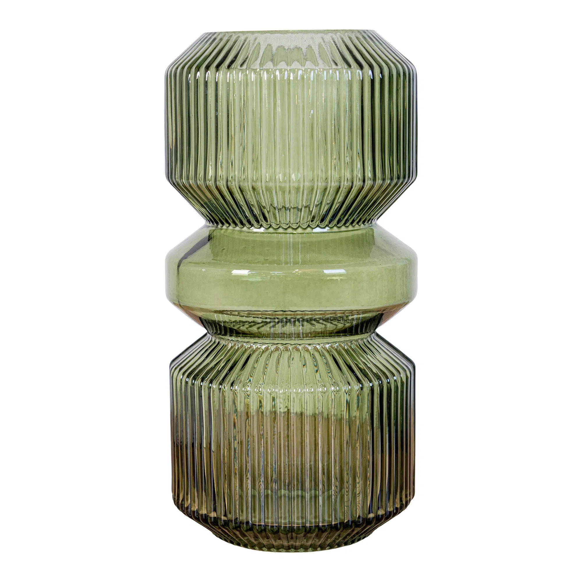 Vase „Verdania“ i rillede grønt glas