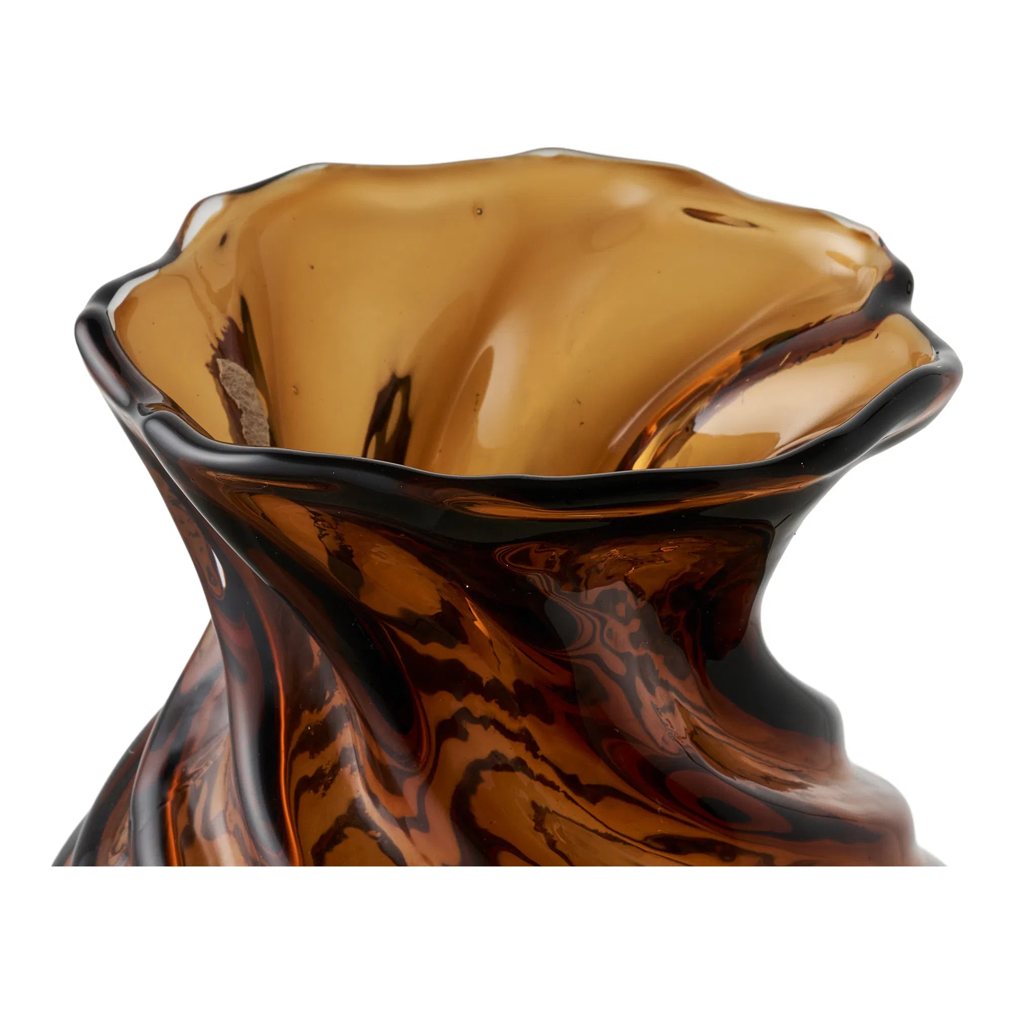 Vase Terra – Røgbrunt glas med drejeoptik