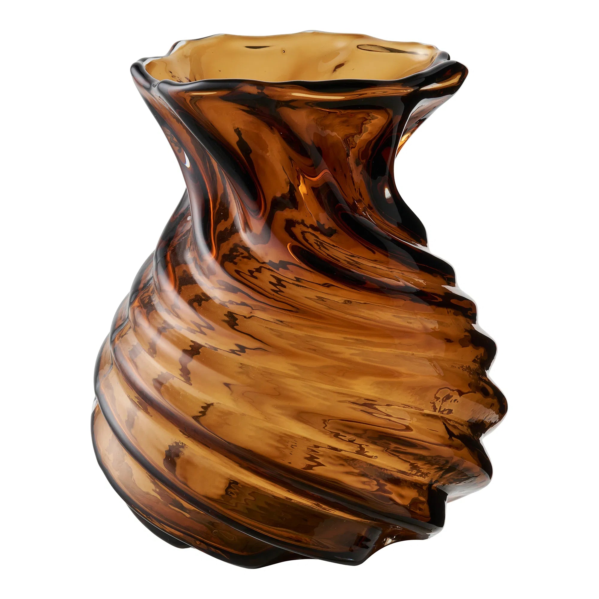 Vase Terra – Røgbrunt glas med drejeoptik