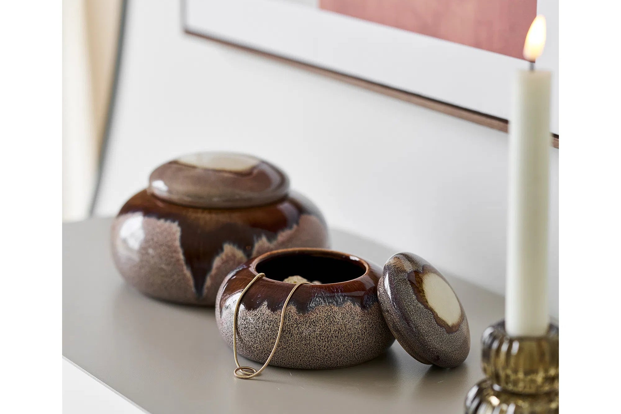 Aufbewahrungsdose Aelvona - aus Keramik gefertigt mit Deckel (2er Set)