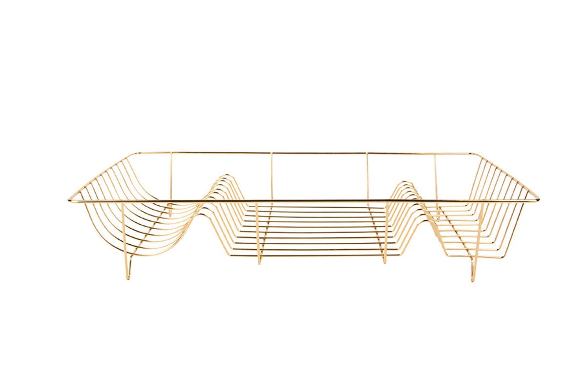 Abtropfgestell Lino – Goldfarbenes Design mit schwarzer Auffangschale