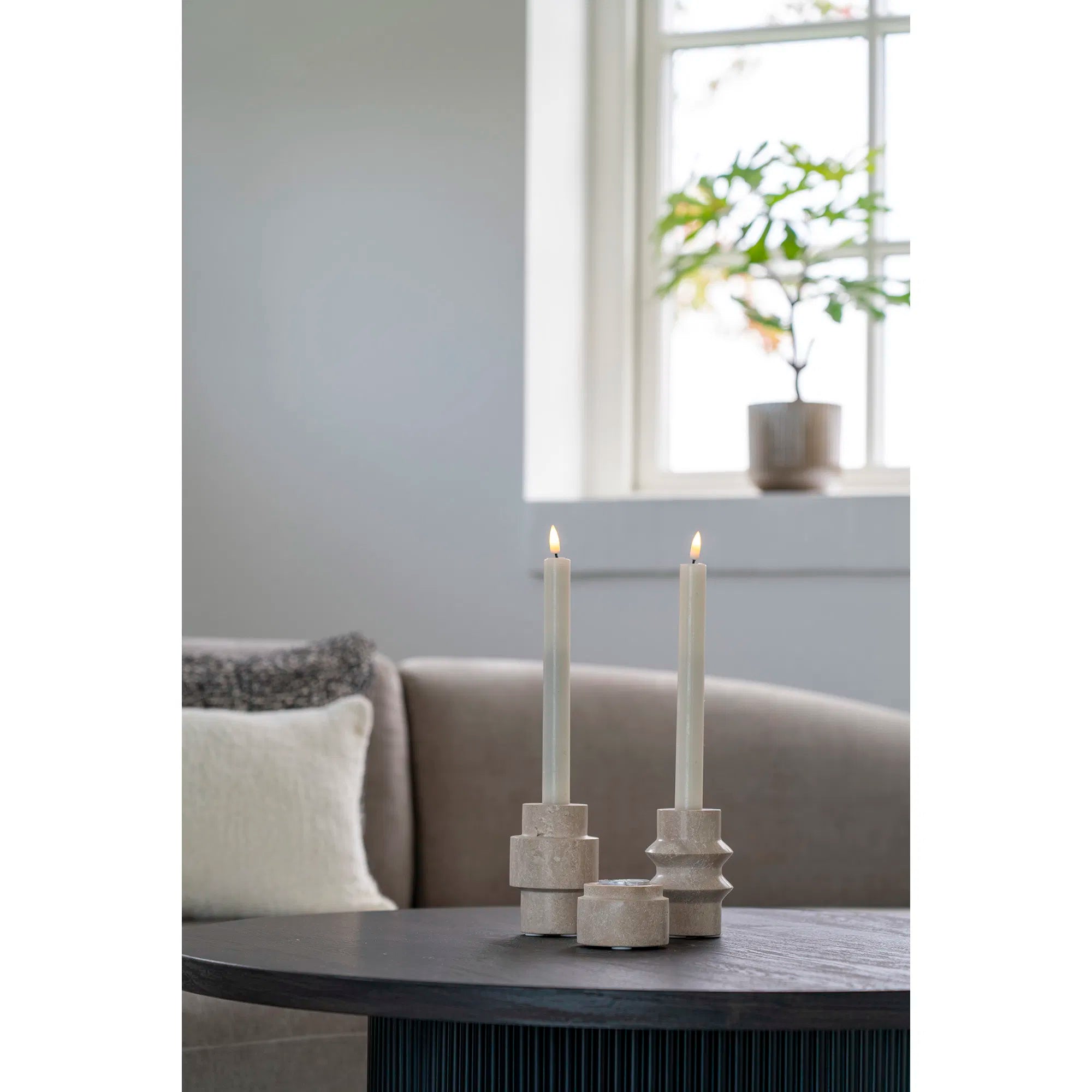 Lysestage-sæt "Traverno Duo" – Naturstensdesign i travertin