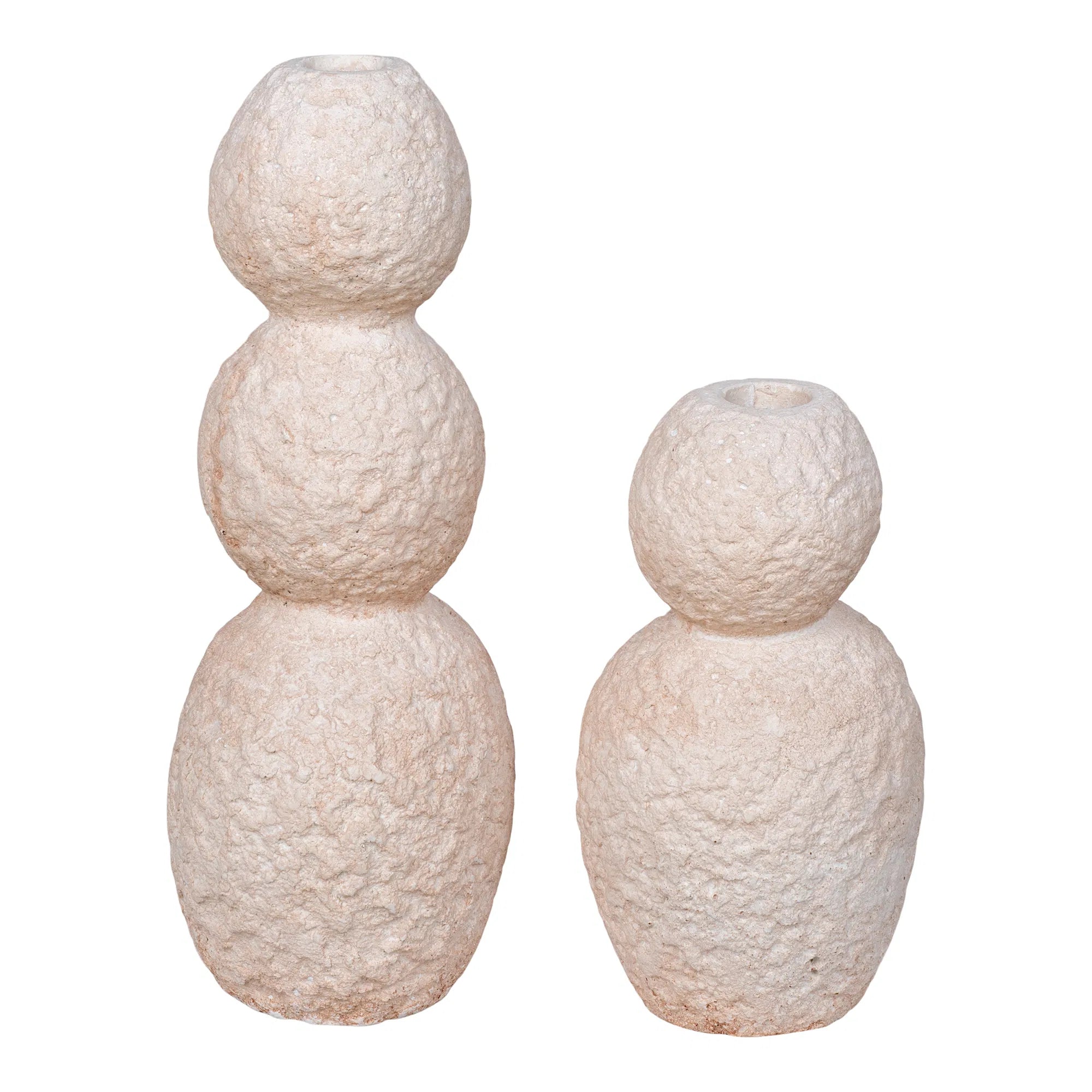 Lysestage-sæt „Roccia Duo“ – Cement i Beige