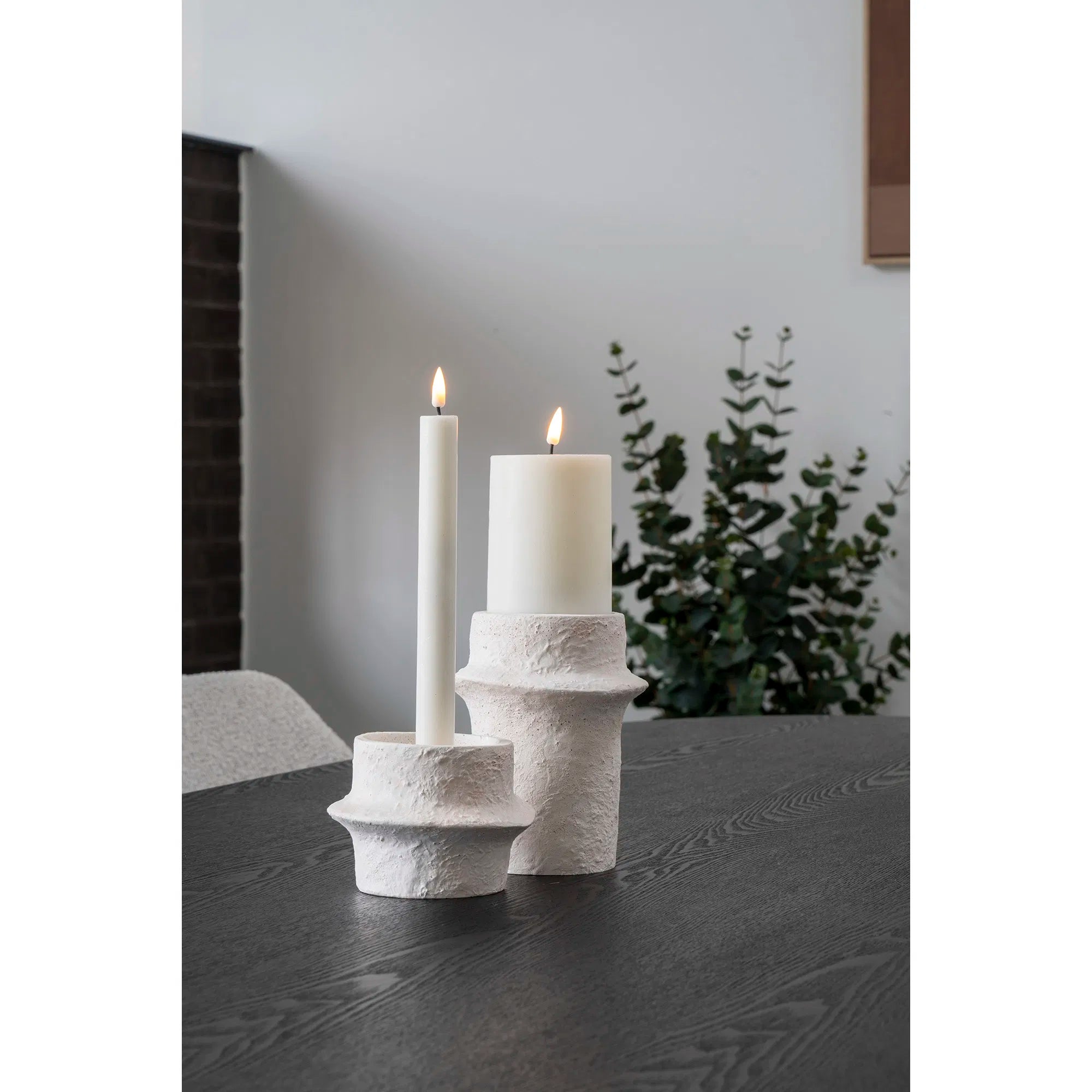 Lysestage-sæt „Bianco Duo“ – Cement i Hvid