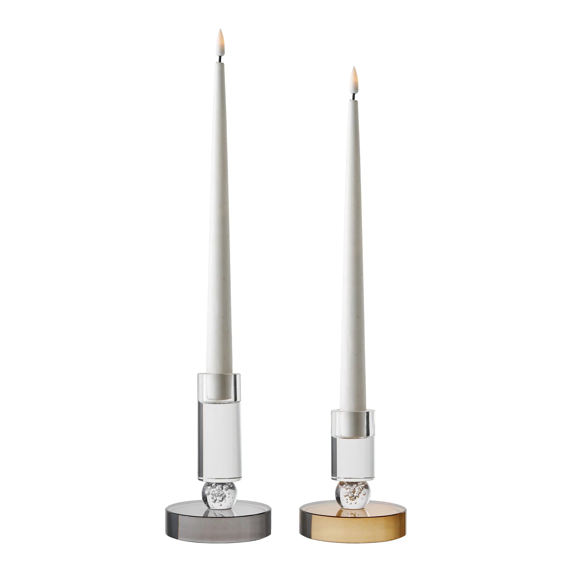 Cresto Kerzenhalter-Set (2-tlg.) – Grau & Braun aus Glas
