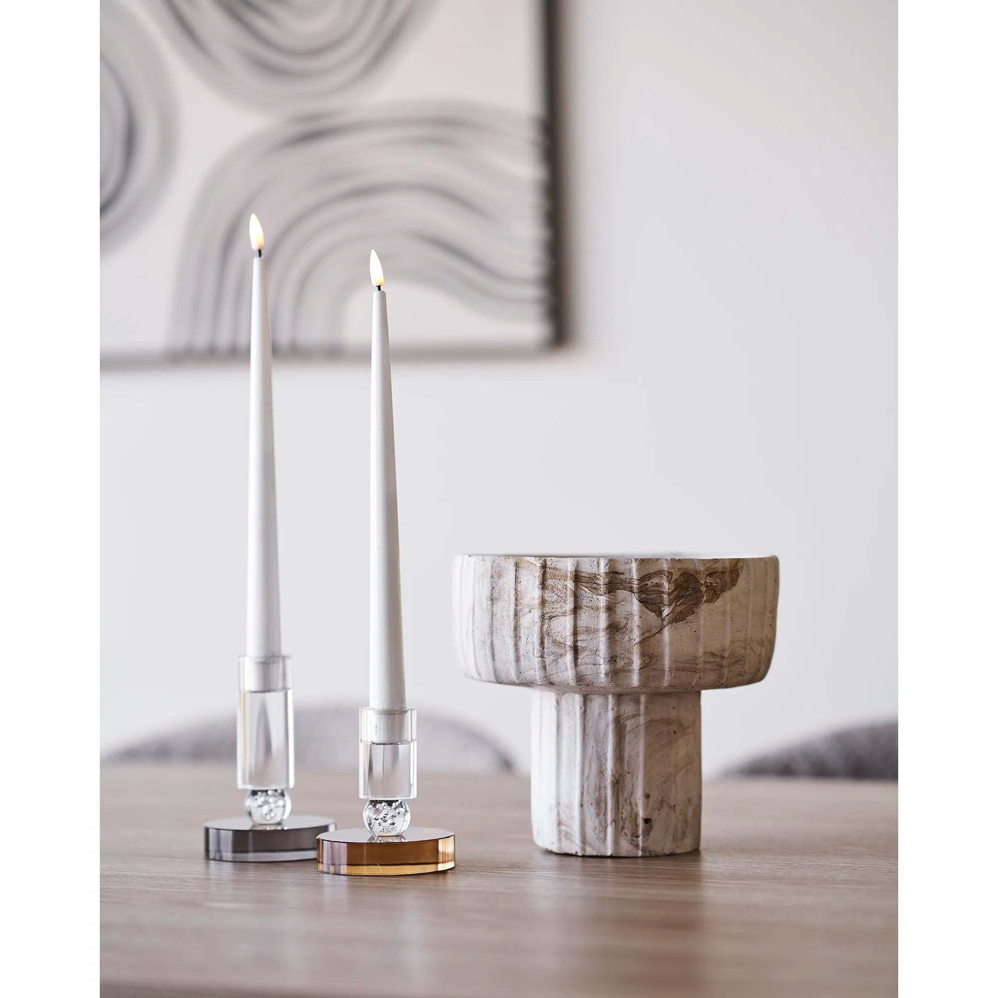 Cresto Kerzenhalter-Set (2-tlg.) – Grau & Braun aus Glas