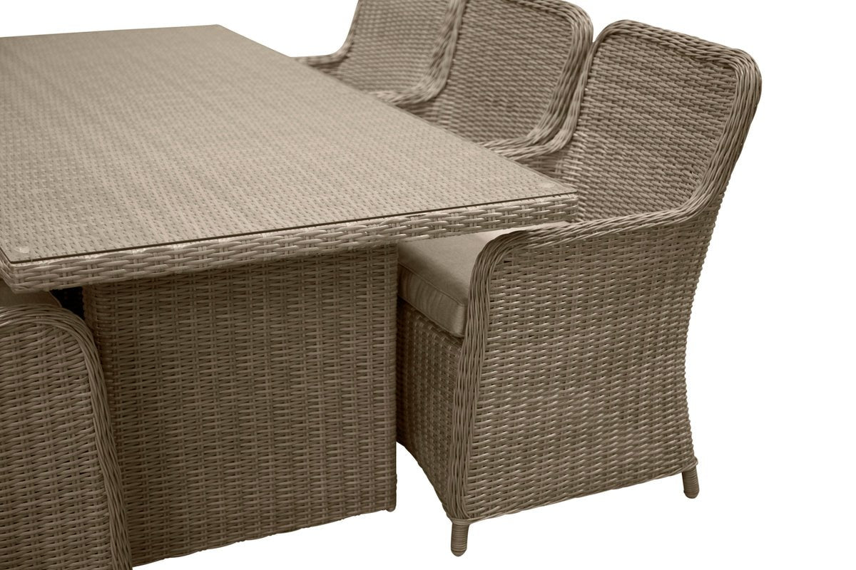 Have spisegruppe Valencia – 7-delt havemøbelsæt i polyrattan