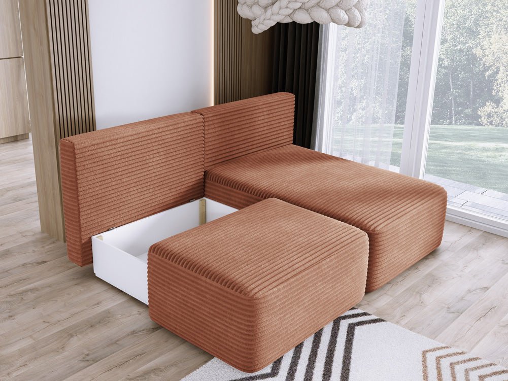 Designer Sofa Tilia Cordfløjl med sovefunktion og opbevaringsplads