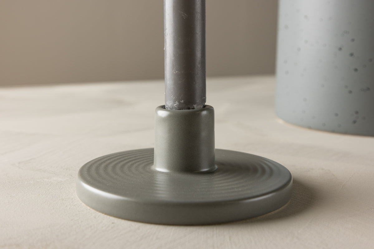 Lysestage Bloom - Ø12 cm i stentøj i Grå