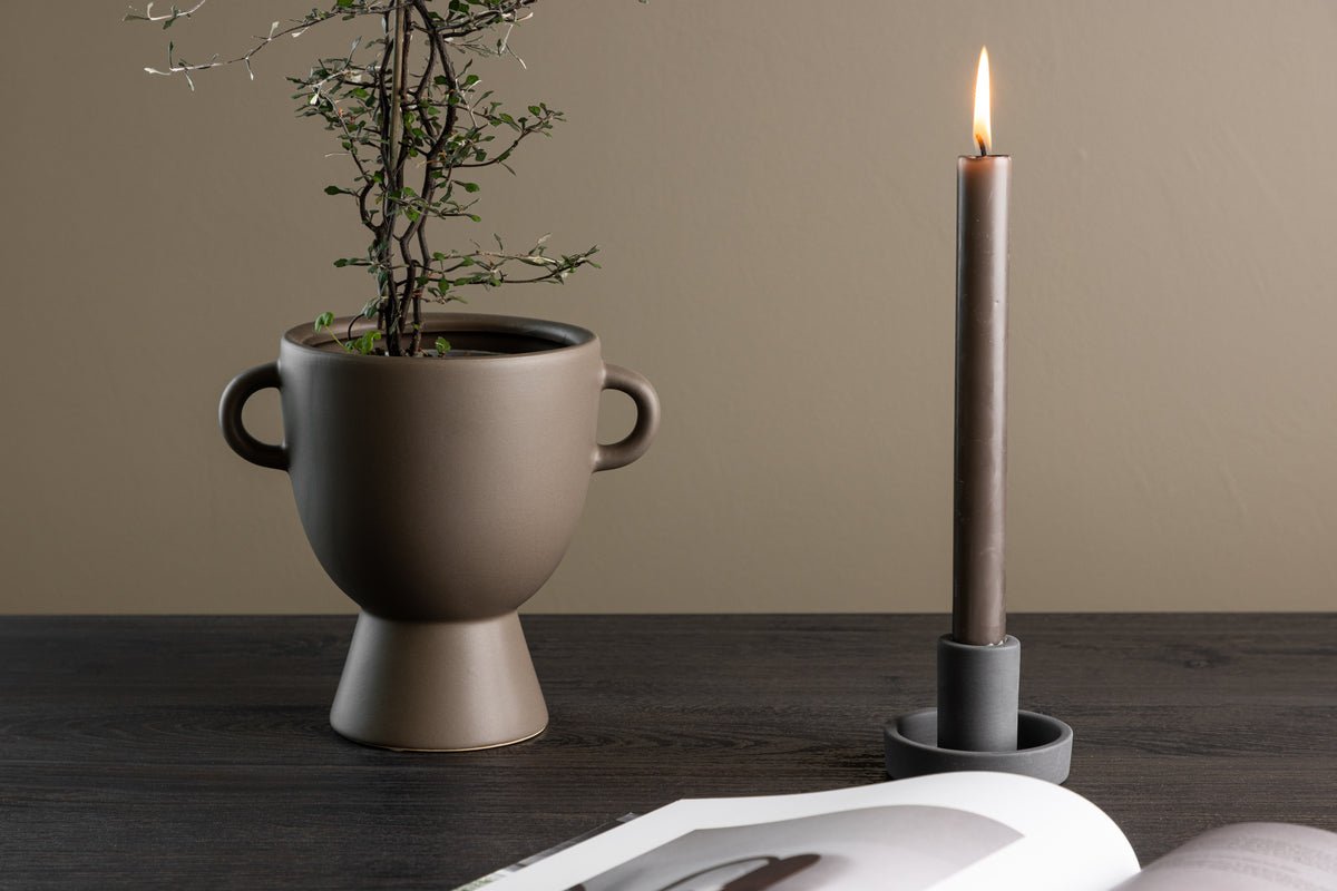 Blumentopf Sylva - i brun tone med små håndtag