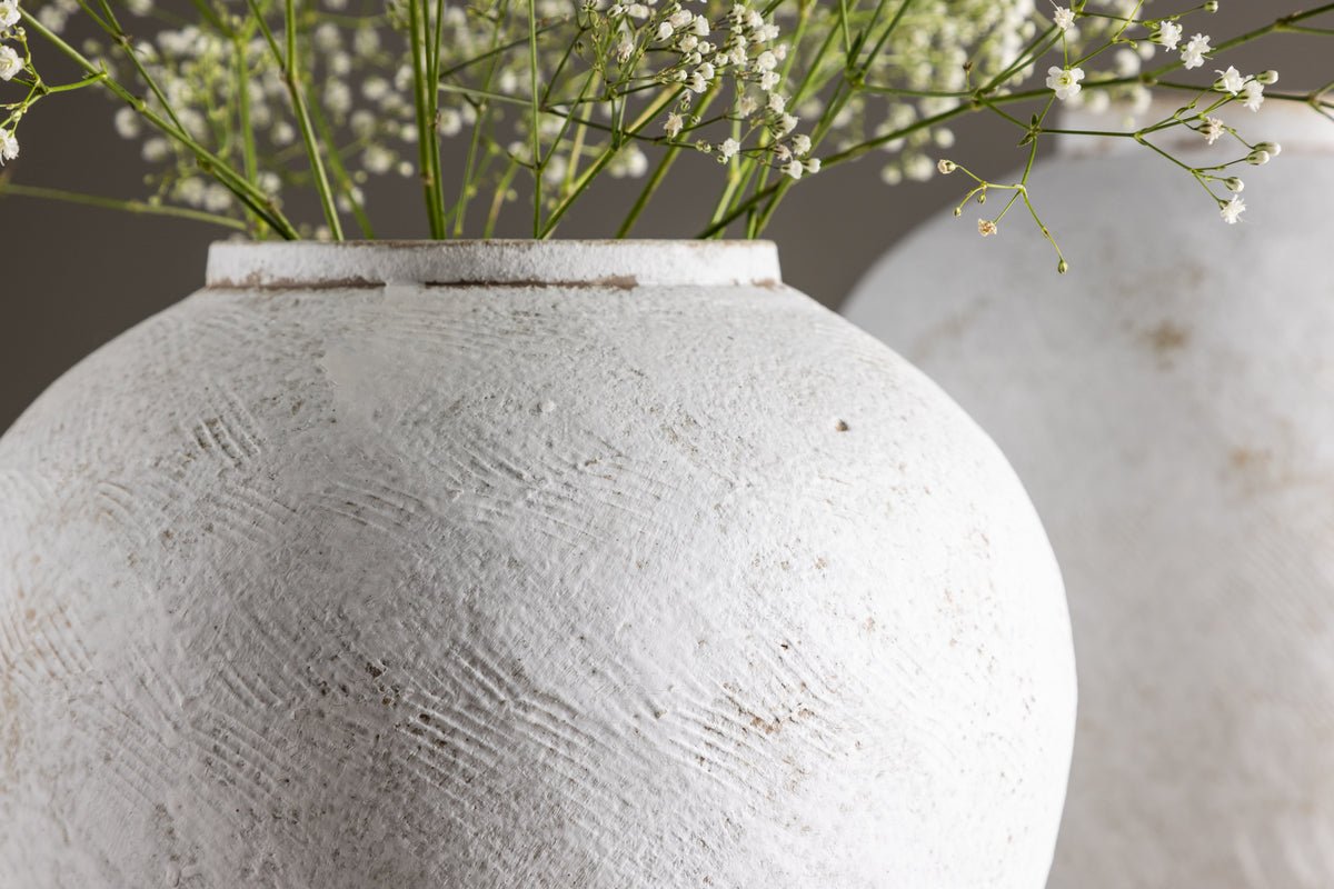 Vase „Sferra“ Ø 25 cm – Beige med struktur