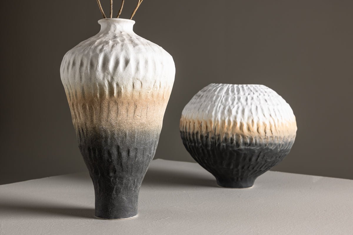 Vase „Aurea“ Ø16 cm – Beige med farvegradient, keramik