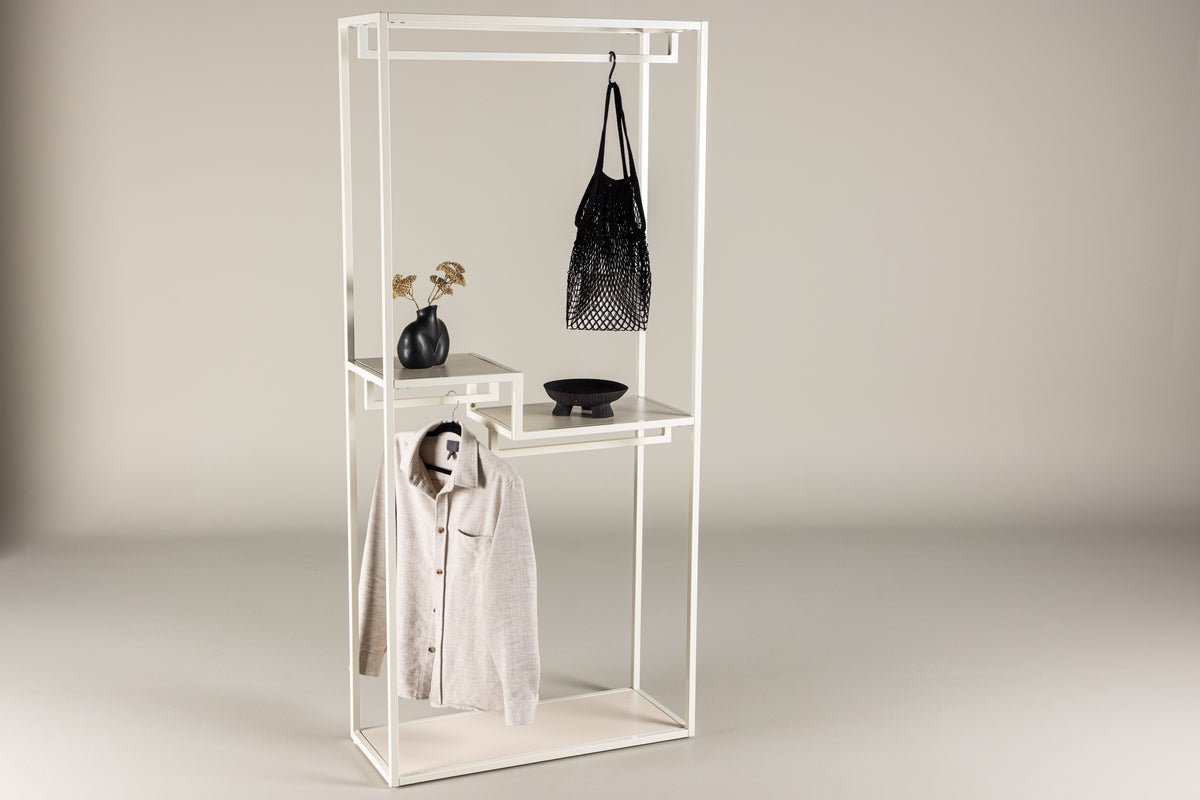 Garderobe Narell – Åben tøjreol i Beige med hylder