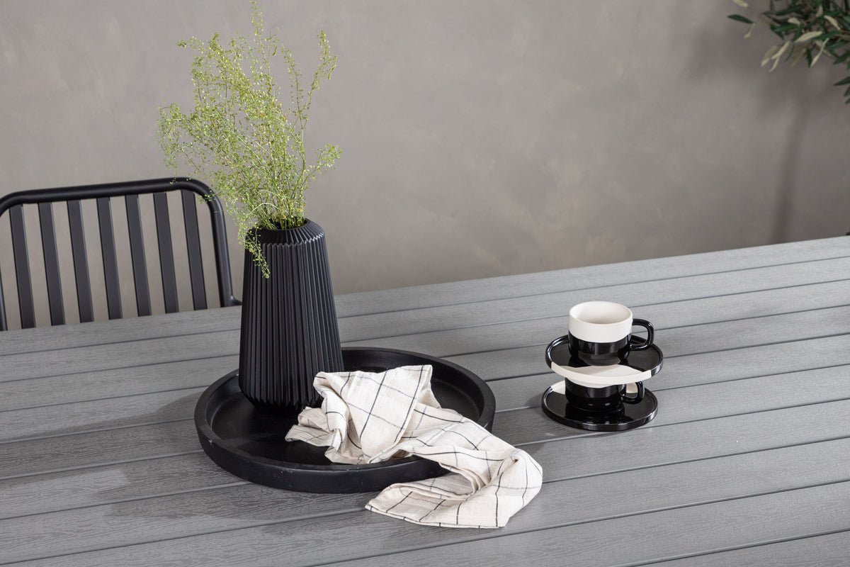 Gartentisch Lumari - rechteckiger weiß-grauer Esstisch aus Aintwood und Aluminium