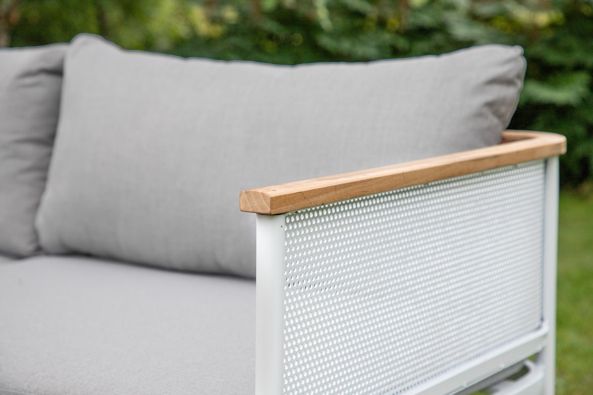 Havemøbelsæt Luana – i Hvid & Sort med teakbord og polstringer