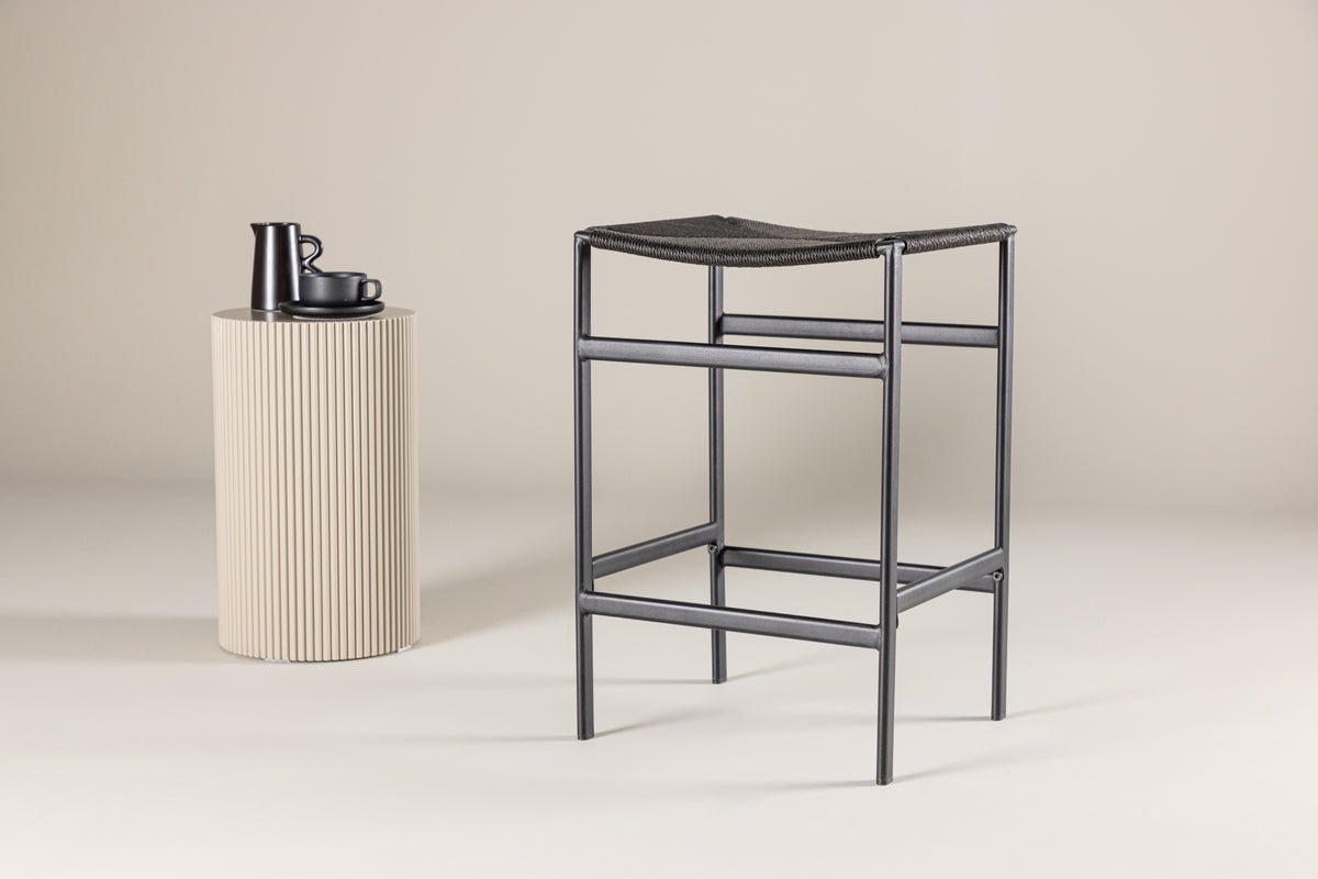 2er sæt - Barstol Simon en kombination af stål og sejlgarn