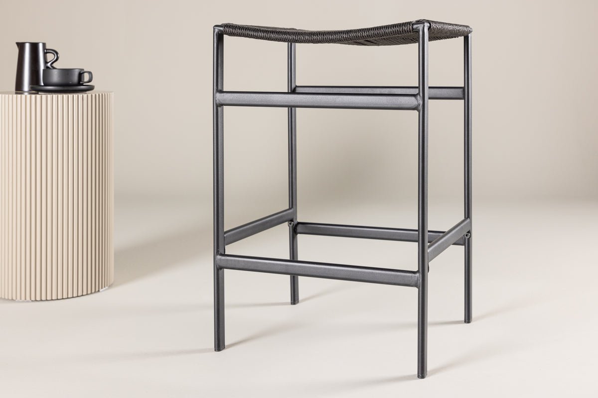 2er sæt - Barstol Simon en kombination af stål og sejlgarn