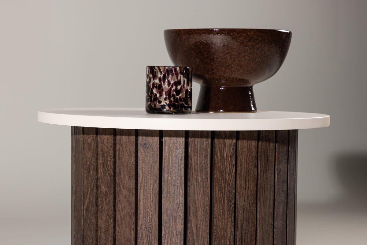 Sidebord Elvin – Ø52 cm i trælook Beige