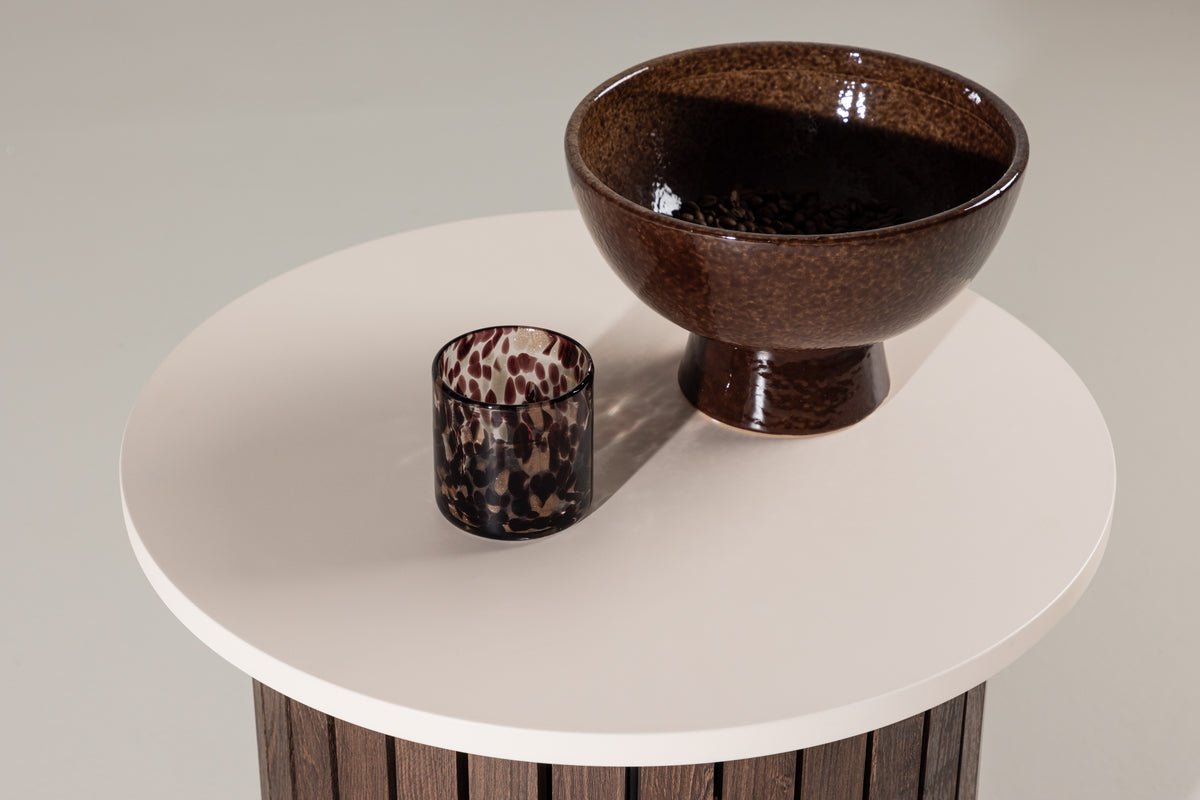 Sidebord Elvin – Ø52 cm i trælook Beige