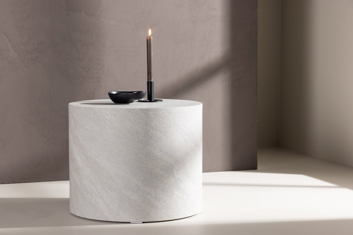 Sofabord/Sidebord Marlo - Cylindrisk form i grå