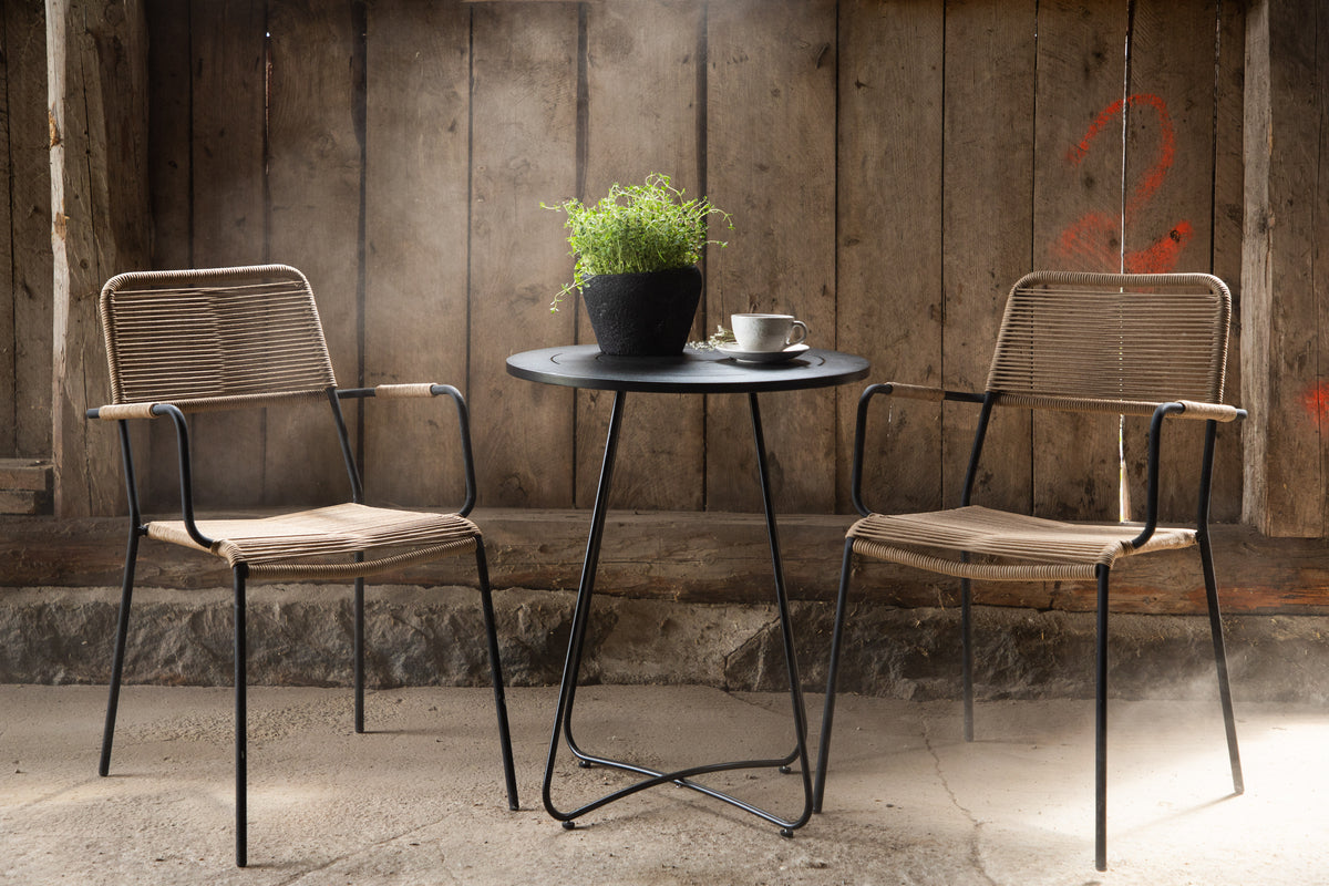 Kaffeetisch Hanoi -  Ø65 mit schwarzer Stahl- Tischplatte