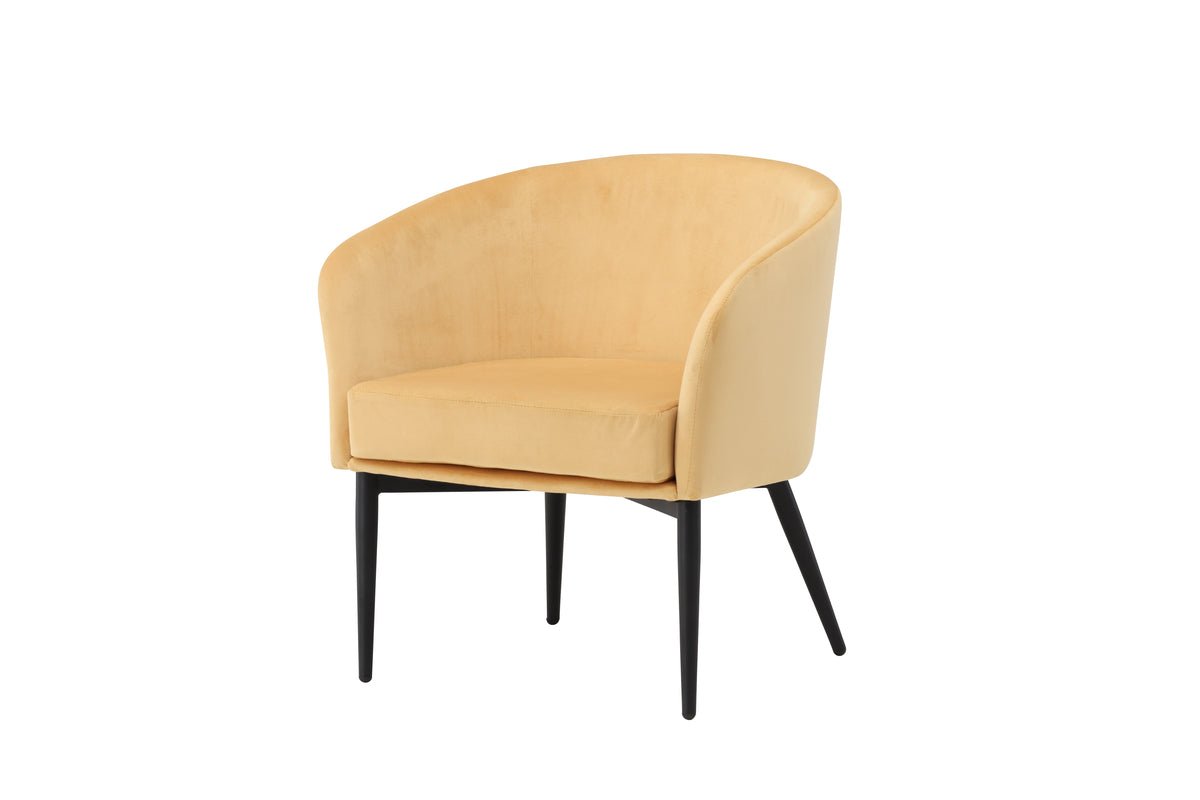 Lænestol Sunny - med gul fløjlsbetræk