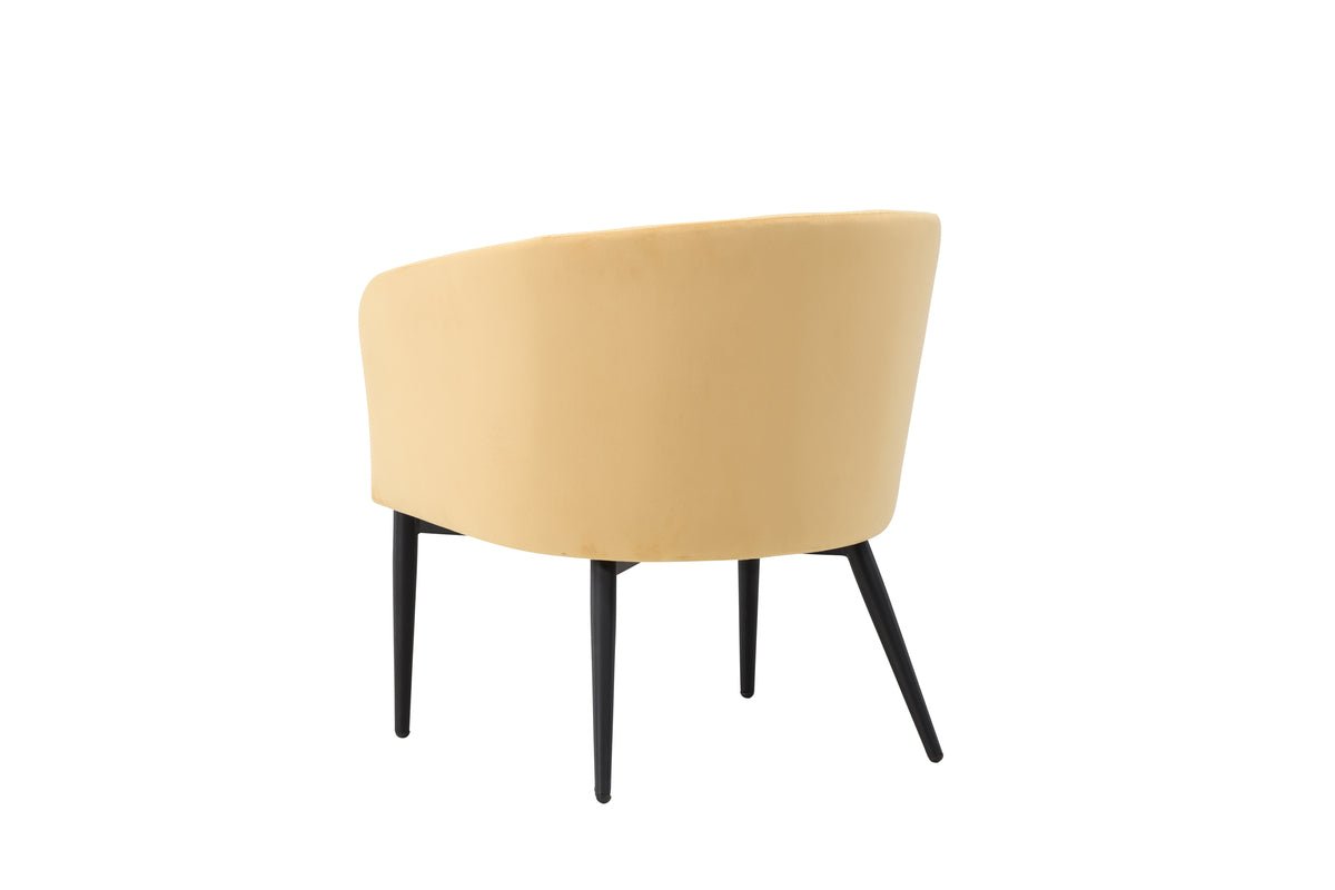 Lænestol Sunny - med gul fløjlsbetræk