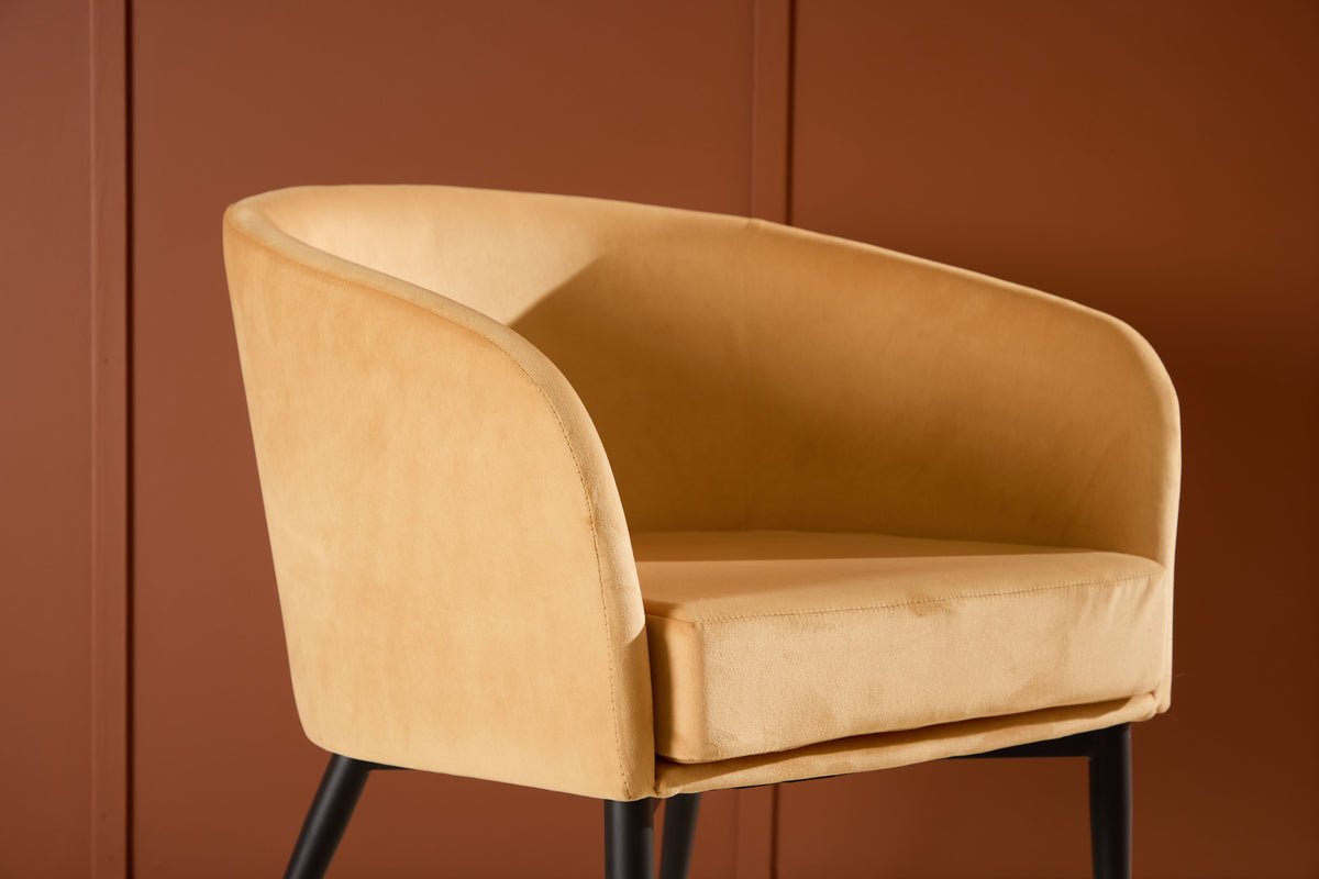 Lænestol Sunny - med gul fløjlsbetræk