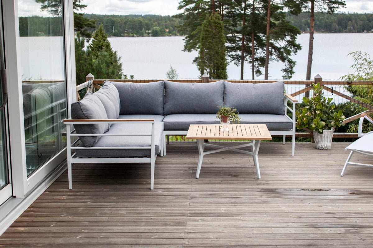 Lounge Sæt Puerto – i Metal med teaktræ-detaljer, inkl. puder