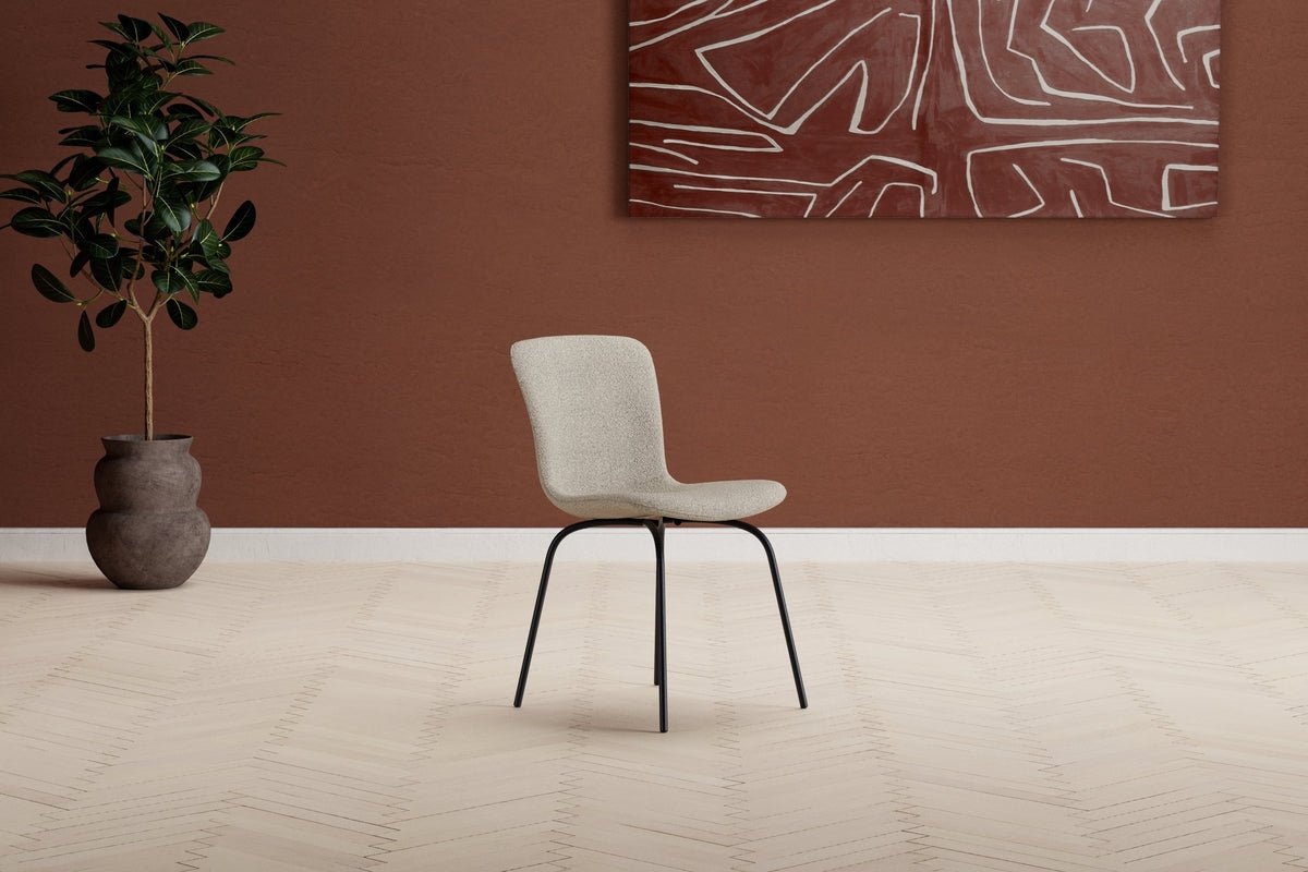 2er Set - Esszimmerstuhl Leo in Beige mit schwarzen Beinen