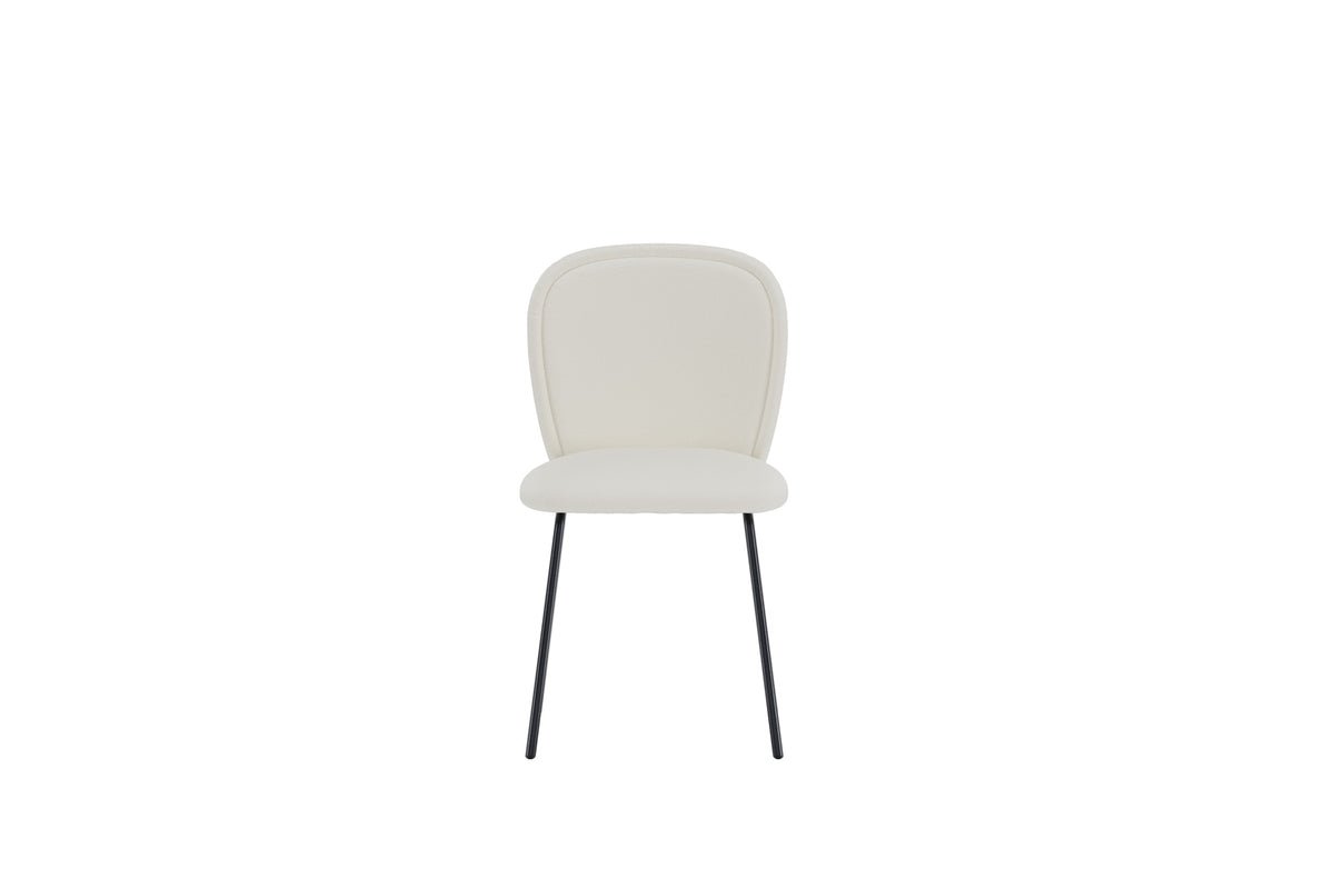 2 stk. - Spisestuestol Carli i lys beige med sort metalstel