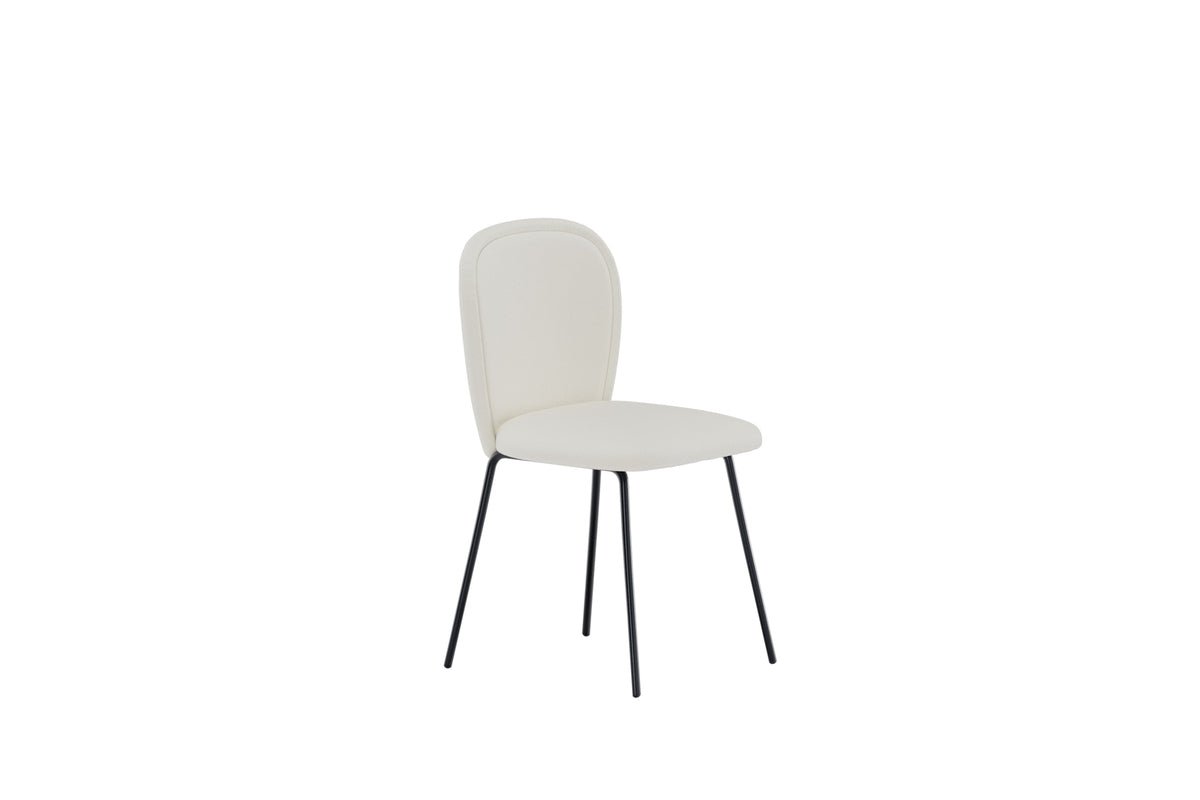 2 stk. - Spisestuestol Carli i lys beige med sort metalstel