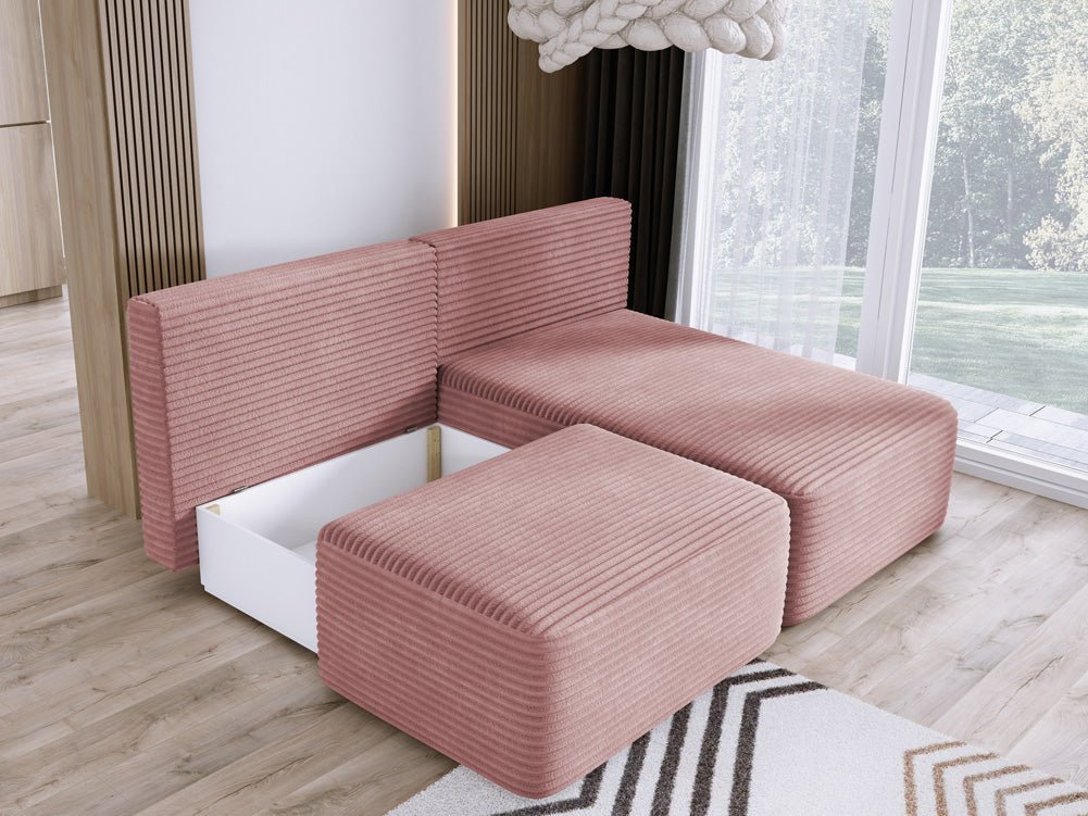 Designer Sofa Tilia Cordfløjl med sovefunktion og opbevaringsplads