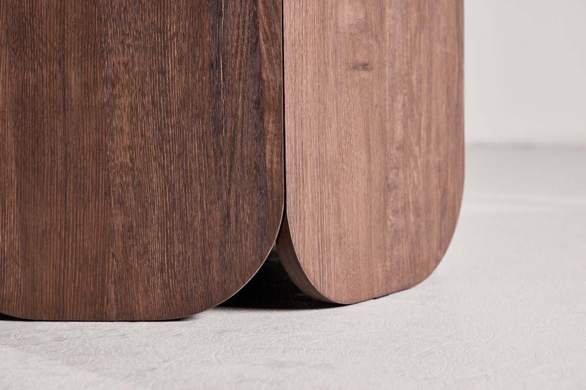 Spisebord Agesta - rundt spisebord med bordplade i lysegrå, mokka og sort