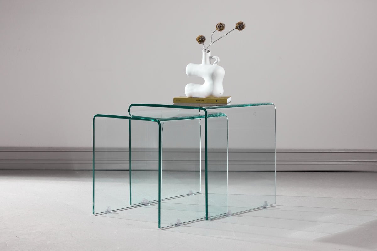 Sofabord/Sidebord-sæt Lumea – 2 borde i klart glas