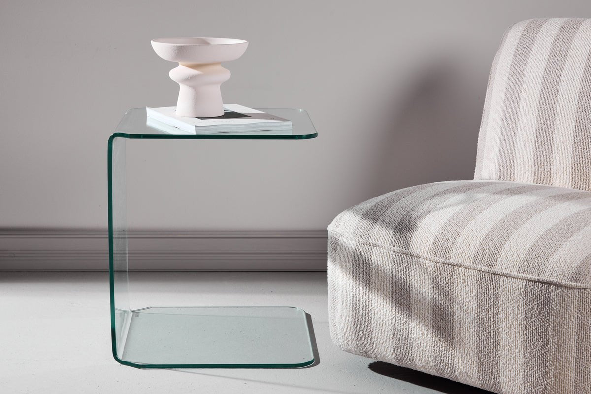 Sidebord Vetro – 45 × 45 cm i klart glas