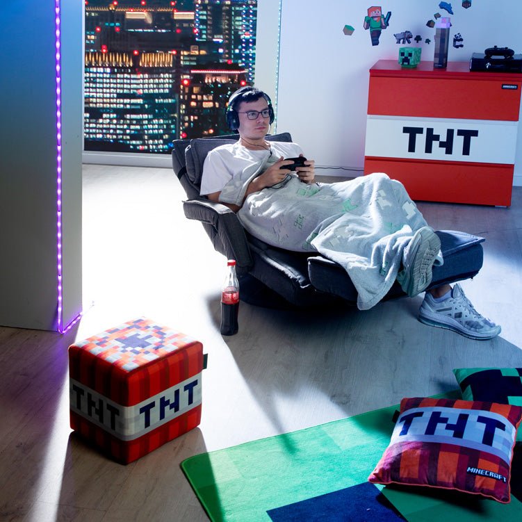 Minecraft gaming-stol „CraftStation“ – justerbar med fodstøtte, armlæn og tastaturbakke
