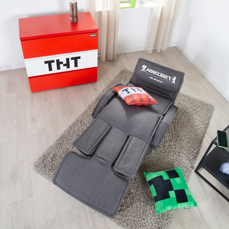 Minecraft gaming-stol „CraftStation“ – justerbar med fodstøtte, armlæn og tastaturbakke
