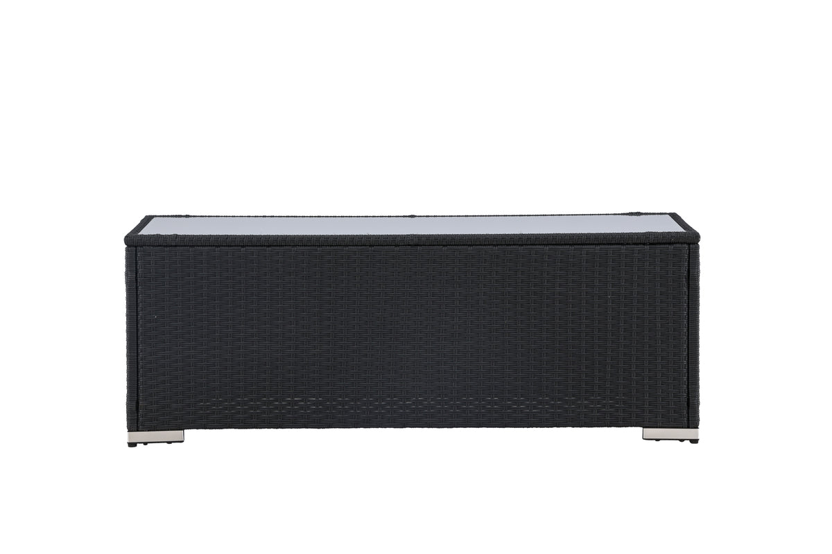 Garten Couchtisch Lena -  Aus Rattan und Glas in Schwarz