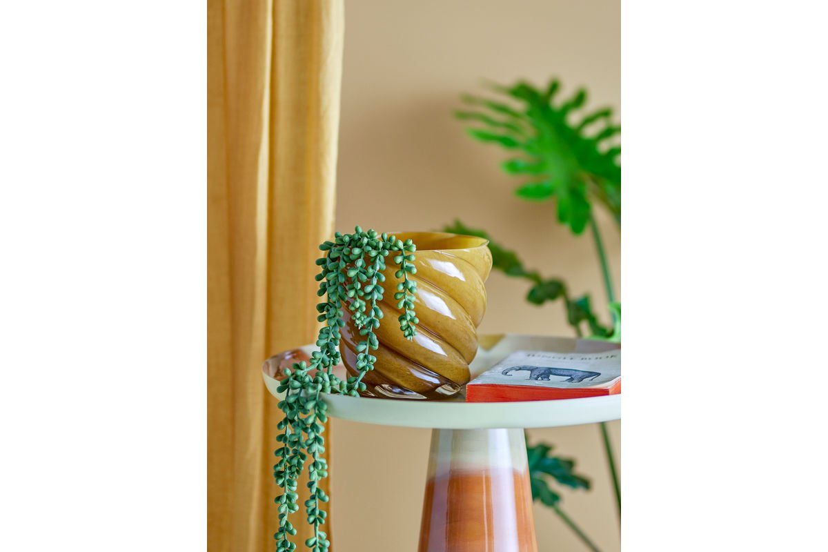 Blomsterpotte Solina – Håndblæst glas i varm gul