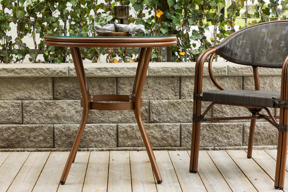 Kaffeetisch Simon -  Ø70 mit brauner Tischplatte