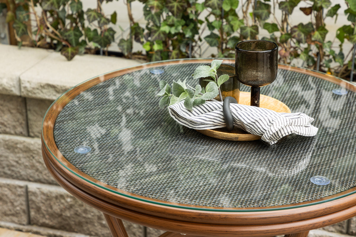 Kaffeetisch Simon -  Ø70 mit brauner Tischplatte