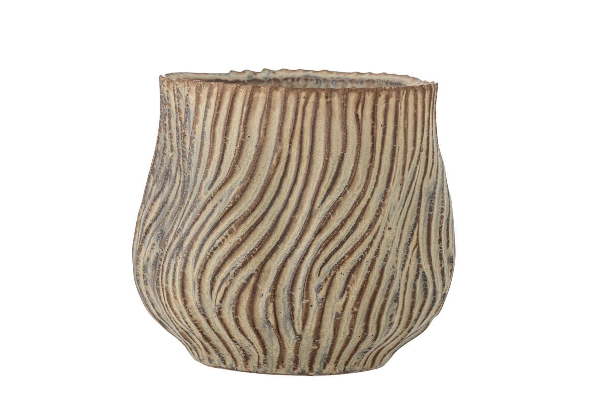 Blumentopf „Terraea“ – Braunes Steingut