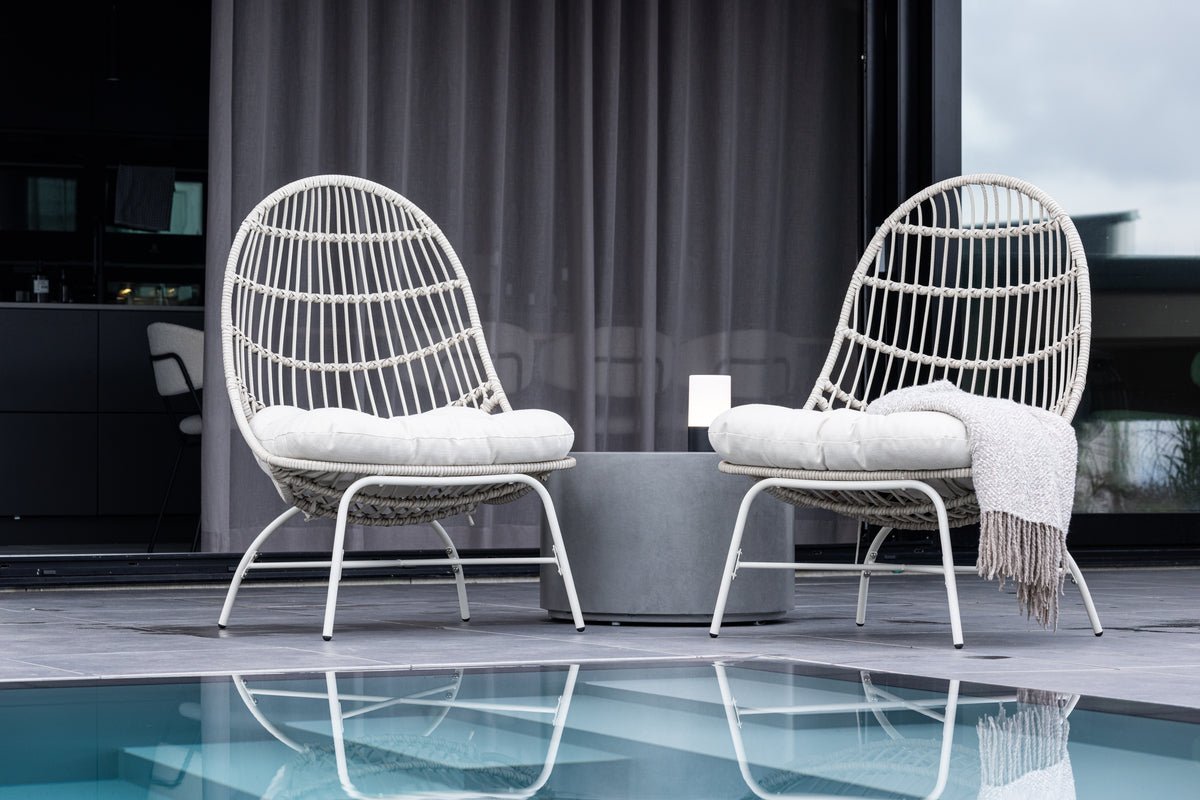 Garten- Loungesessel Anne - Fremstillet af polyester og stål i Beige