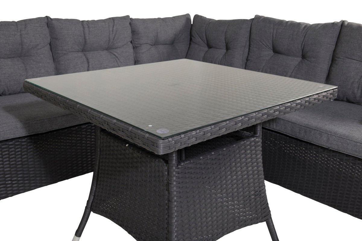 Garten Loungeset Olivia – mit Ecksofa & Glas-Couchtisch in zwei Farben
