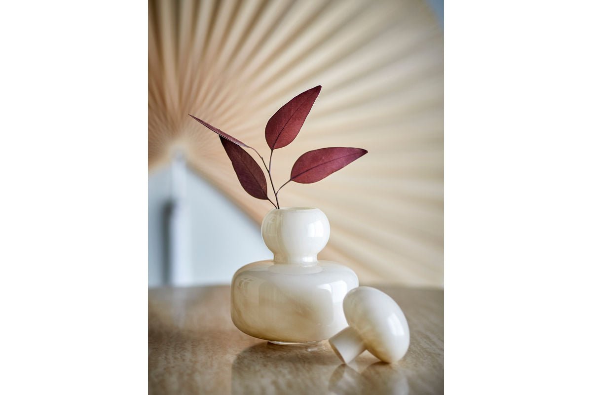 Vase „Elinor“ med låg – naturfarvet glas