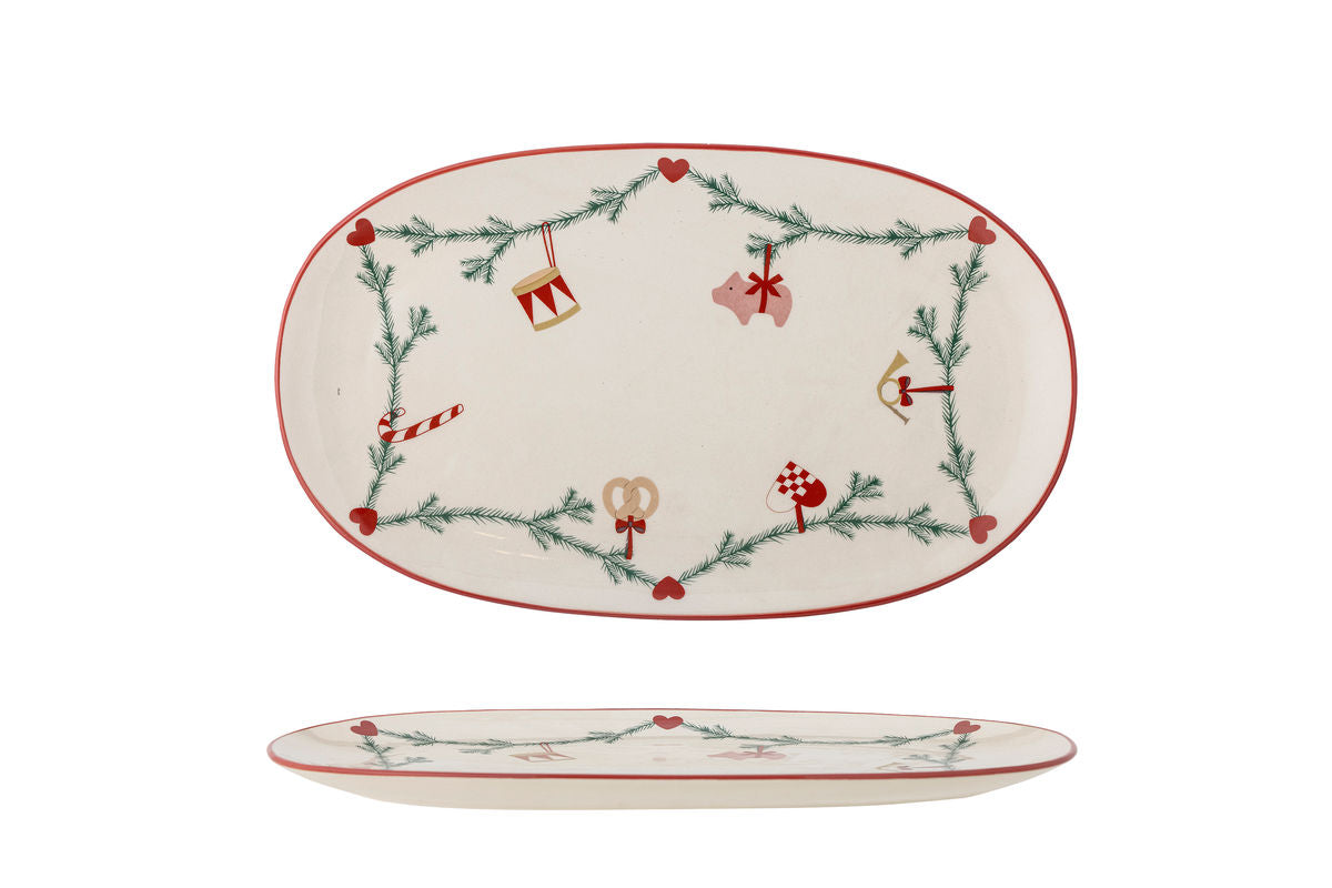 Servierplatte Sasha – Steingut mit weihnachtlichem Dekor