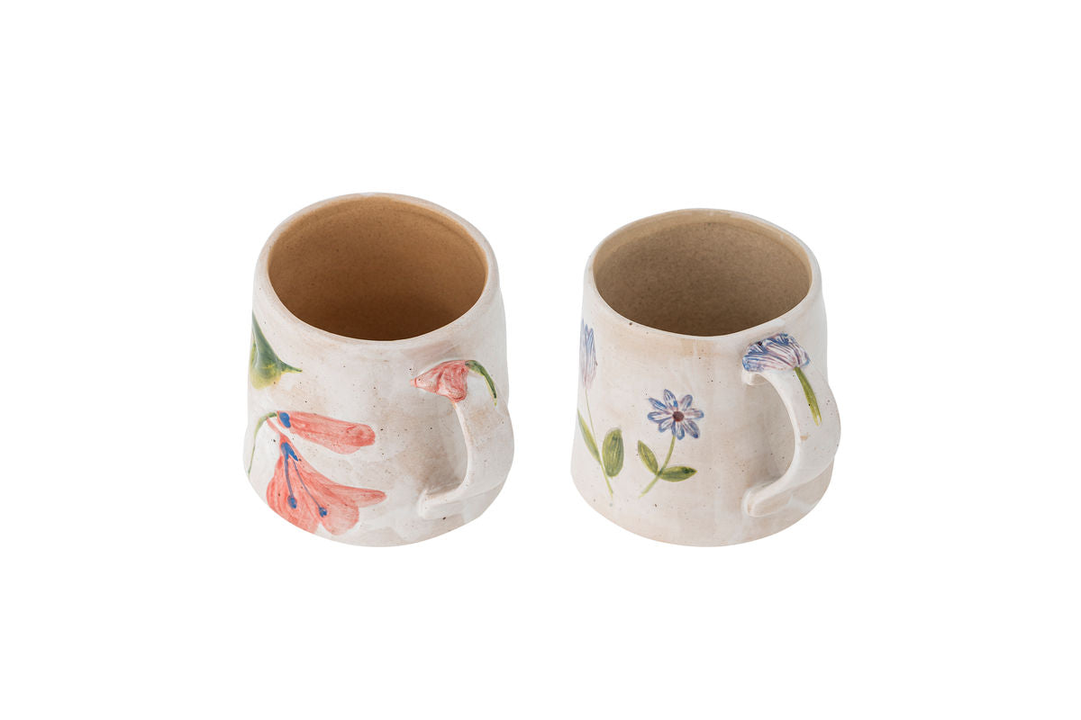 2er Set Becher Luni – gefertigt aus Steingut mit floralen Motiven