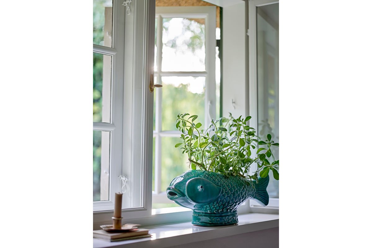 Blomsterpotte Marino – Stentøj med fiskeform i Grøn