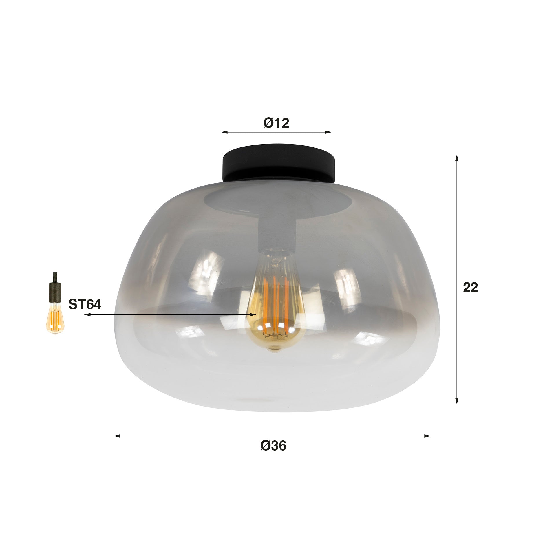 Deckenleuchte „Lunara“ – Glasleuchte mit getöntem Schirm